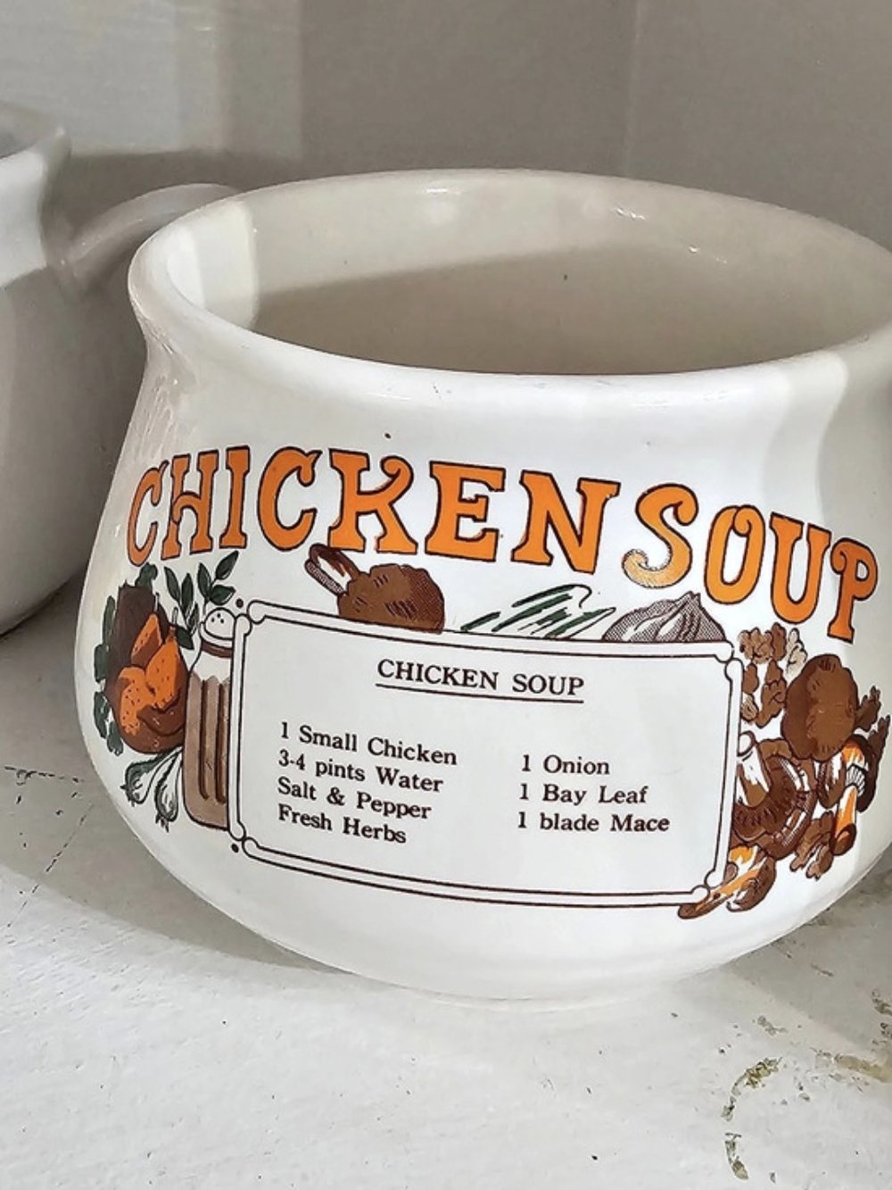 Vintage Chicken Soup Recipe Soup Crock Ceramic